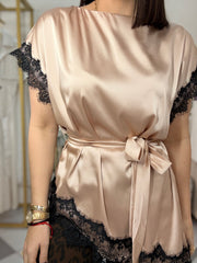 AURORA CHAMPAGNE SATIN BLOUSE