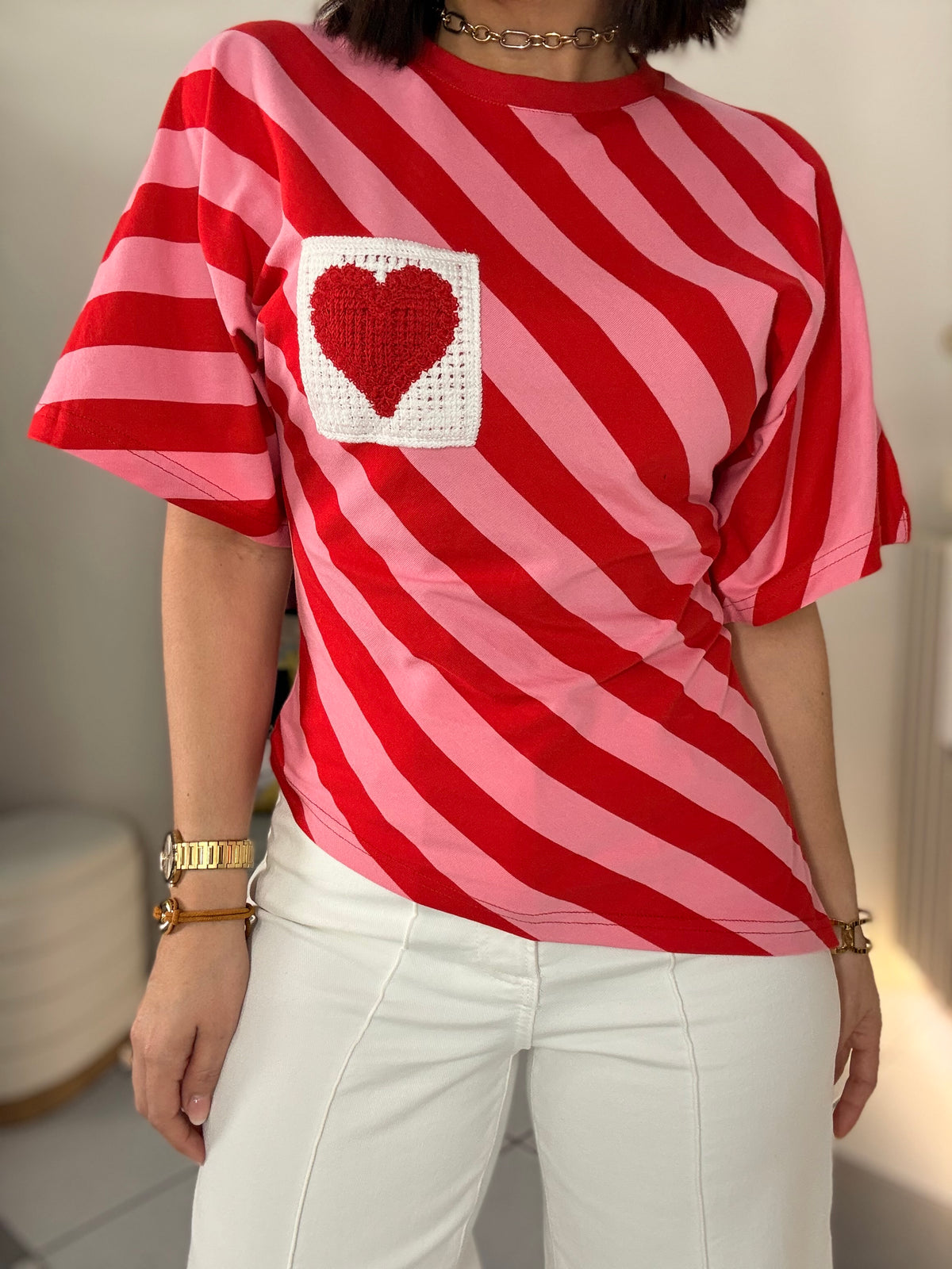 BLUSA RED /PINK  CORAZON
