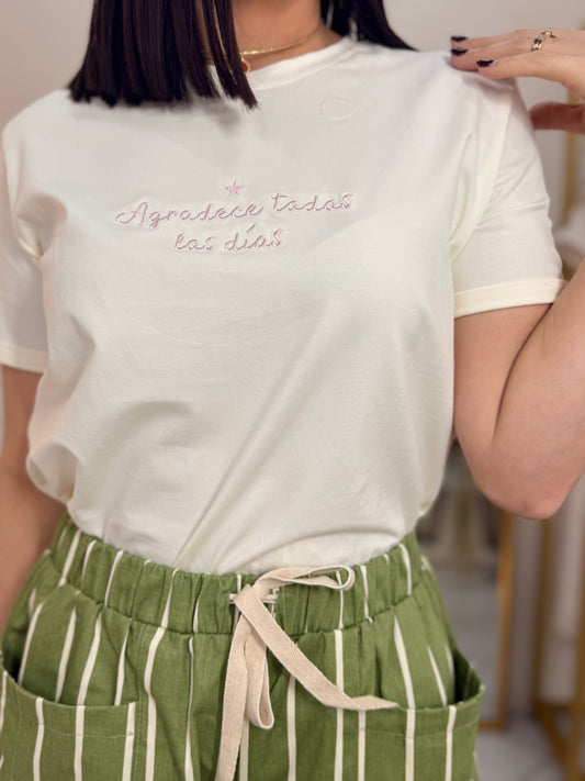 AGRADECER TODO LOS DIAS  " TSHIRT IVORY