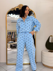 BLUE/BROWN POLKA DOT SET TRAVEL