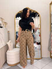 TAUPE POLKA DOT PANT