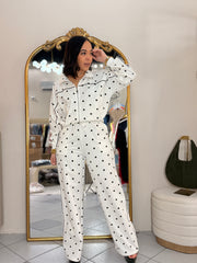 WHITE/BLACK  POLKA DOT SET TRAVEL