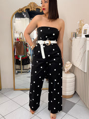 THAI,S  BLACK POLKA DOT JUMPSUIT