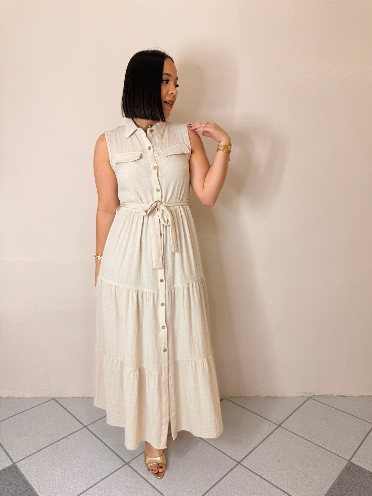 FABIANA BEIGE MIDI DRESS