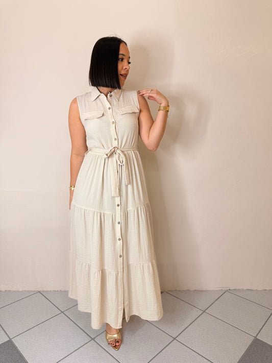 FABIANA BEIGE MIDI DRESS
