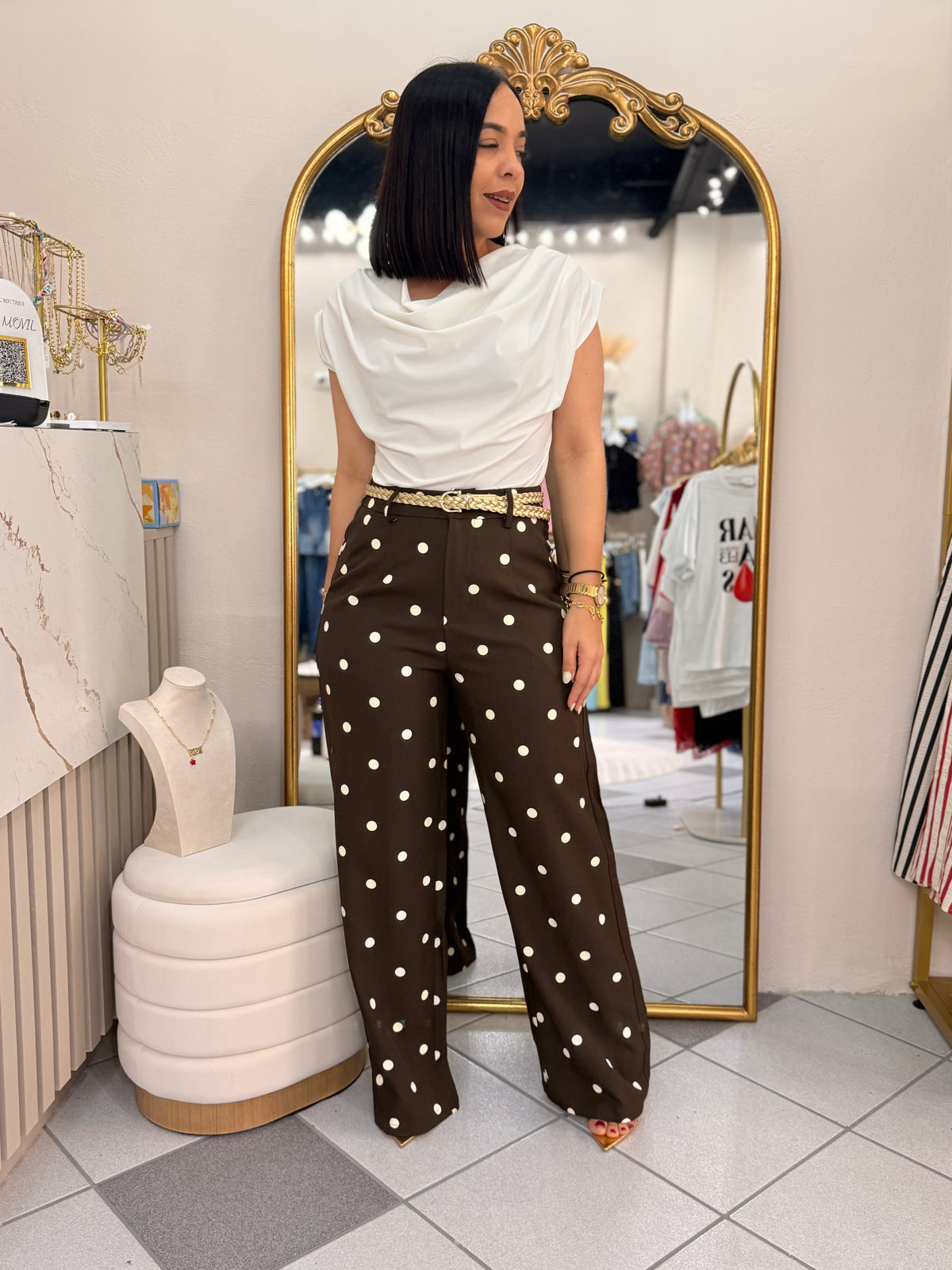 BROWN POLKA DOT PANT