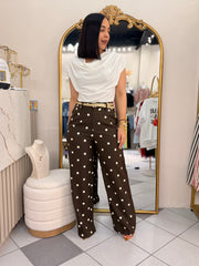 BROWN POLKA DOT PANT