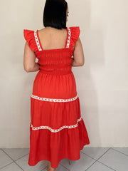 RED MIDI DRESS