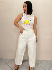 KAROLA WHITE BARREL PANT