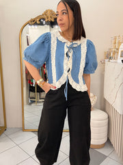 AVANA DENIM LACE TOP