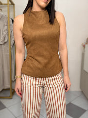 CAMEL SUEDE TOP