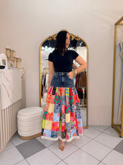 FALDA COLOMBIANA PARCHOS Y DENIM