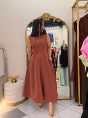 LEYLA” DUSTY ROSE MIDI DRESS