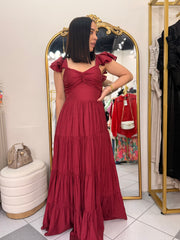 PAULA" BURGUNDY DRESS