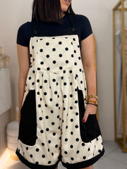 LILI” BEIGE/BLACK POLKA DOT ROMPER Oversize