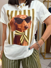 DOG” WHITE/OLIVE TSHIRT