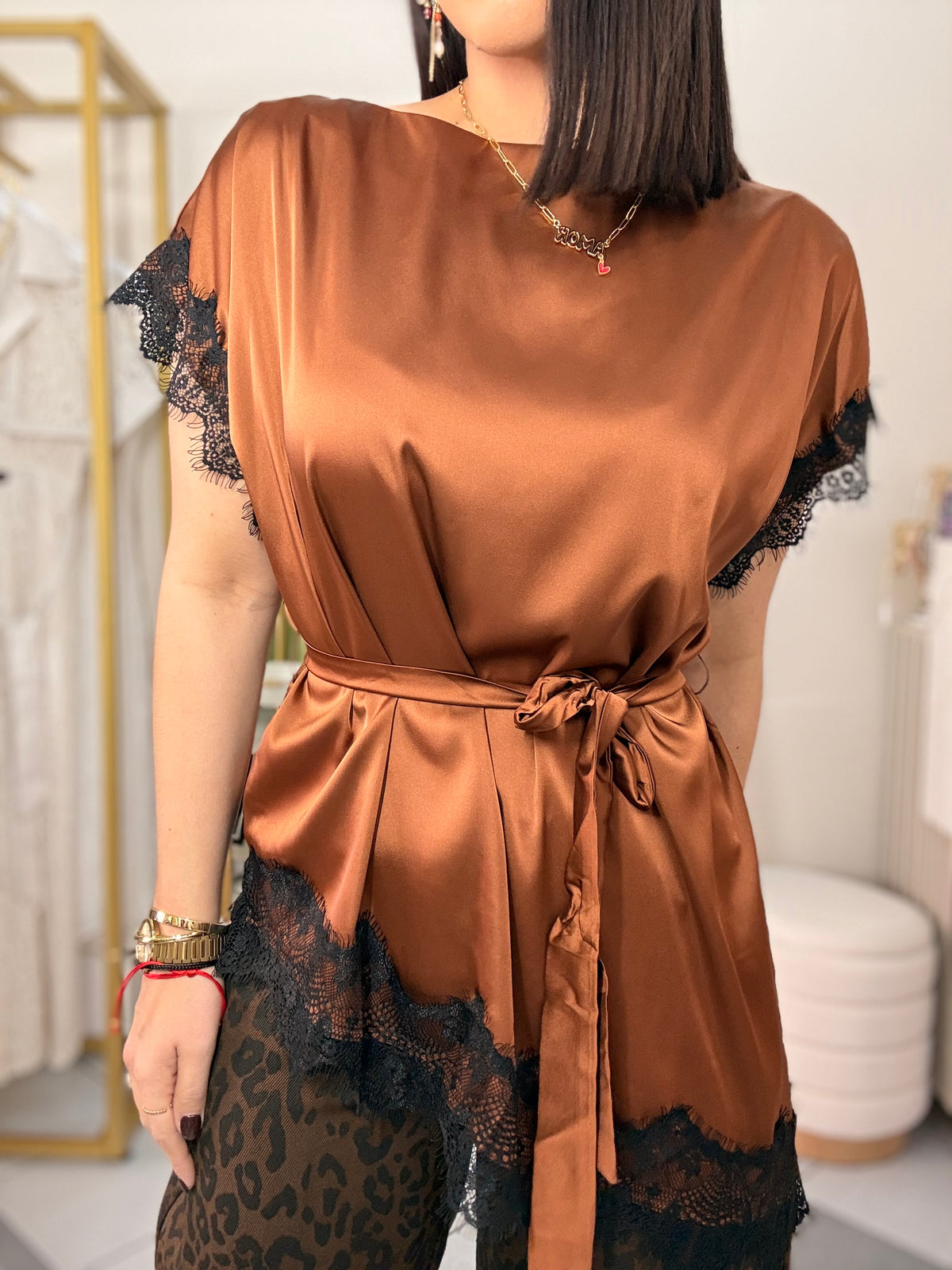 AURORA BRONCE  SATIN BLOUSE