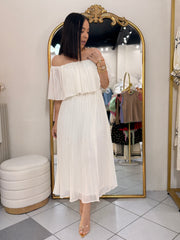 DRESS PLISADO BEIGE