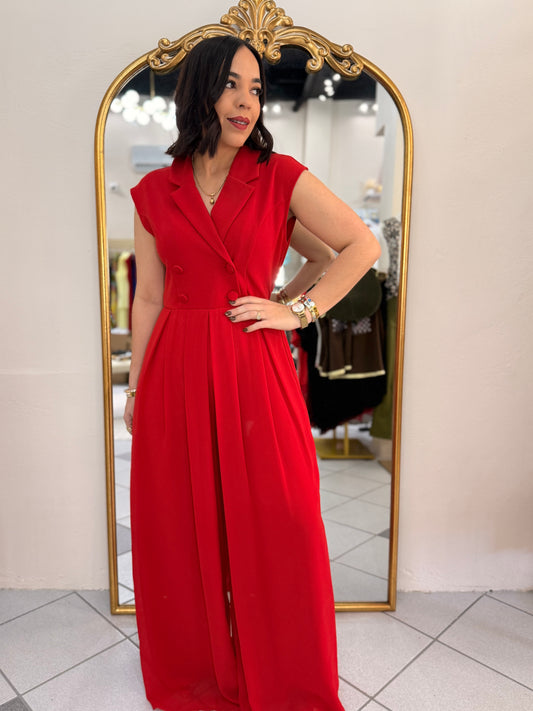 RED JUMPSUIT BOTONES