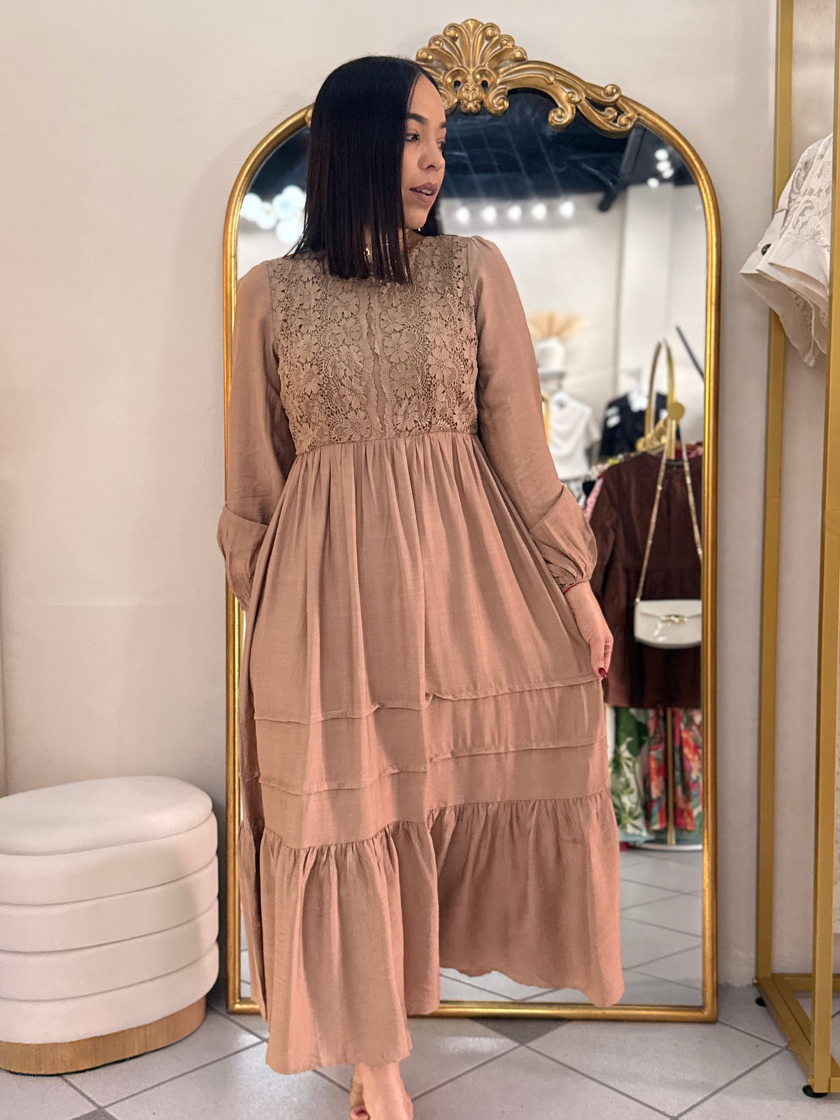 IVONE” CAMEL DRESS