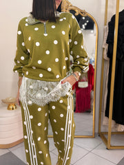 OLIVE SET POLKA DOT