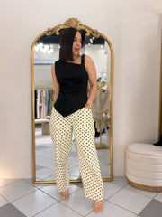 POLKA DOT  BEIGE  BARREL PANT