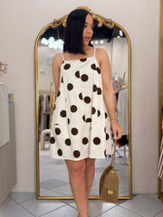 POLKA DOT BREIGE/BROWN MINI DRESS