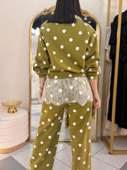OLIVE SET POLKA DOT