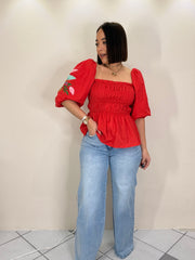 PUFF FLORY RED  TOP
