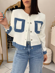 AURA" BLAZER WHITE/DENIM
