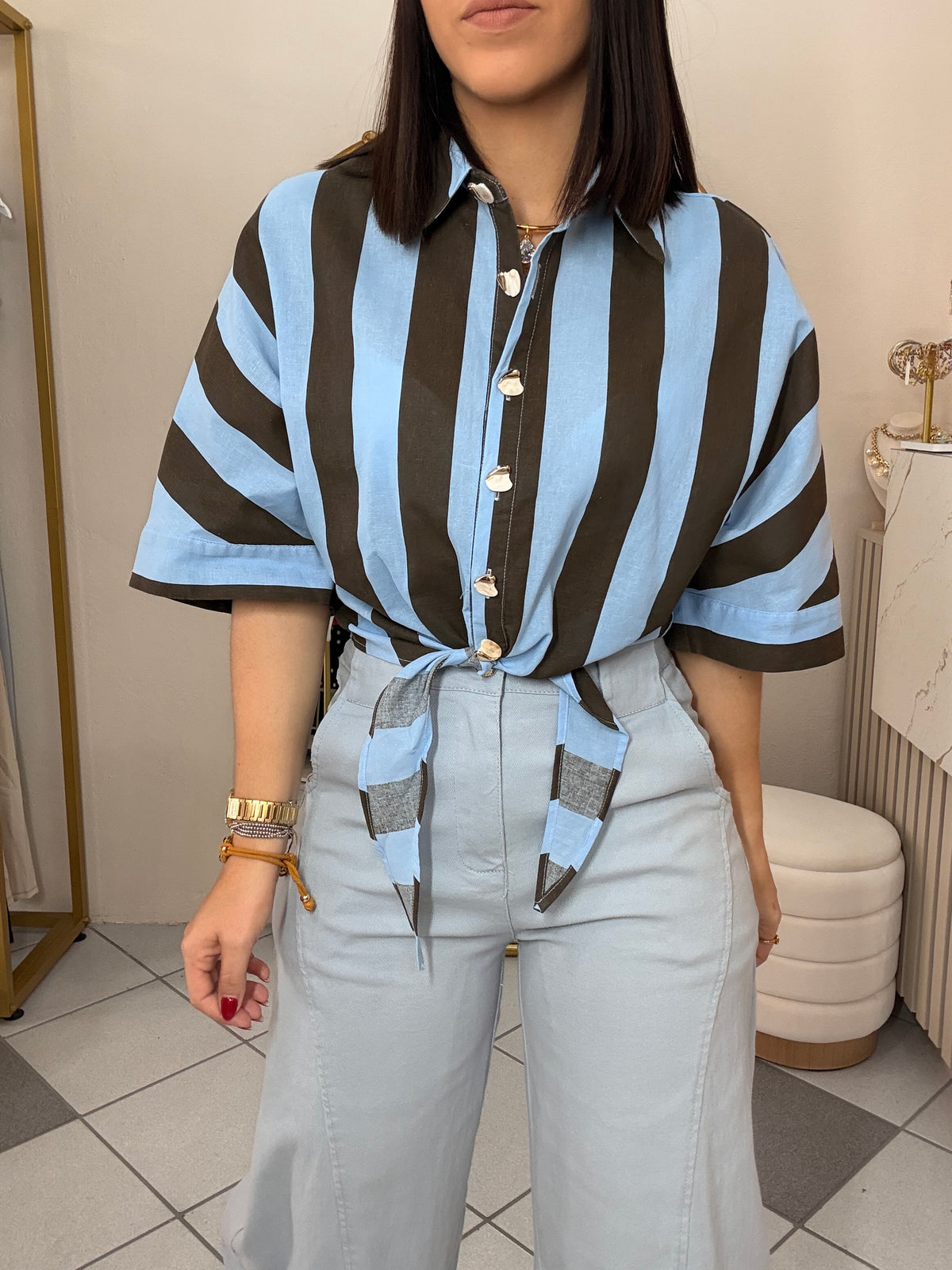BLUE/ BROWN TOP