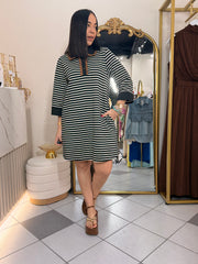 DRESS LINEAS NEGRO/MARRON