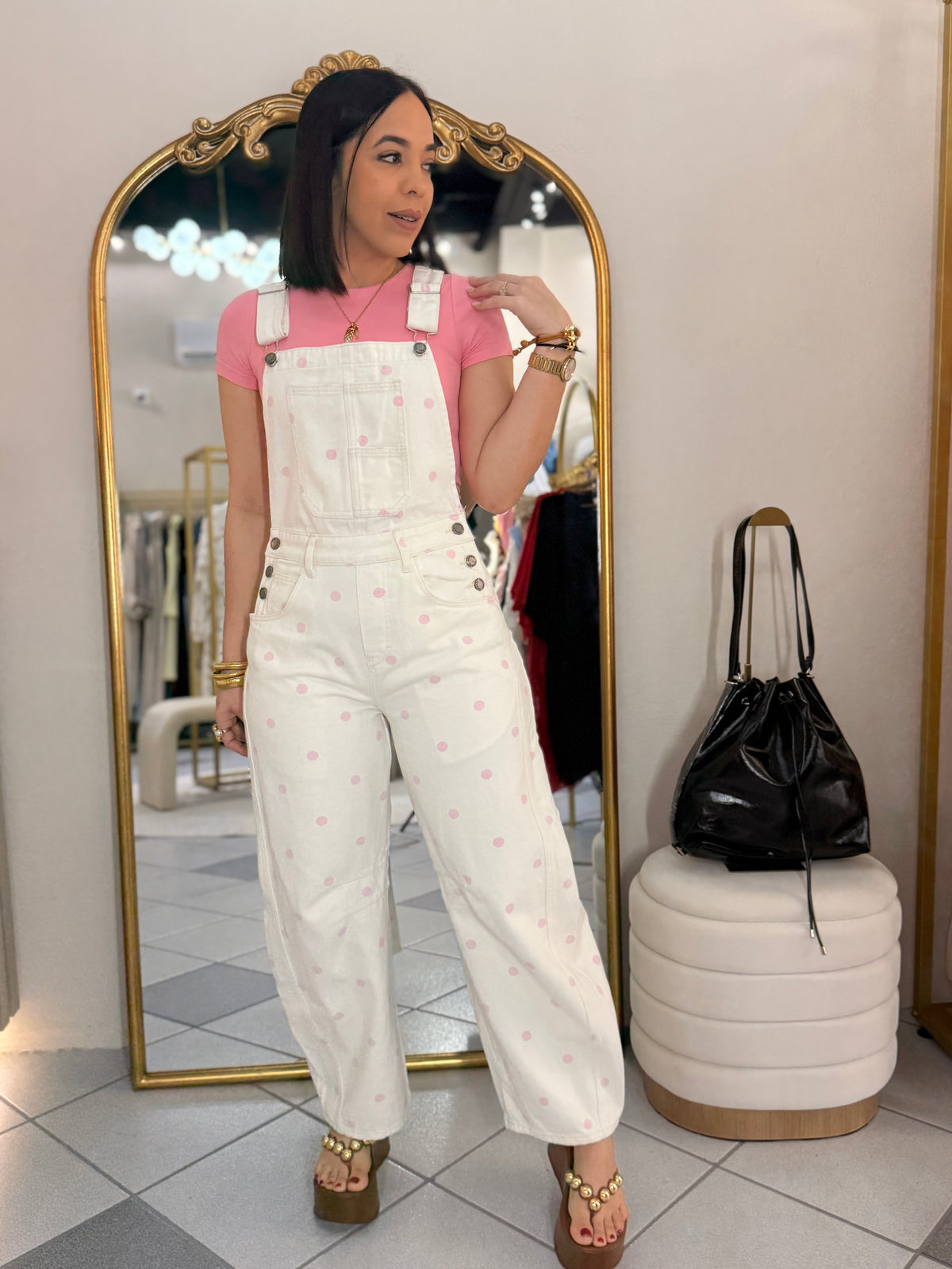 KEILY PINK POLKA DOT JUMPSUIT