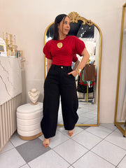 NEISHA " BLACK   BARREL PANTS
