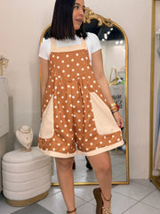 LILI” CAMEL POLKA DOT ROMPER Oversize