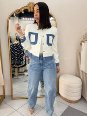 AURA" BLAZER WHITE/DENIM