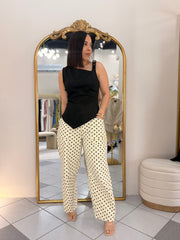 POLKA DOT  BEIGE  BARREL PANT