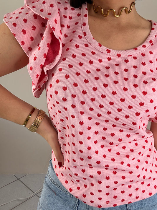 PINK/RED  HEART TOP
