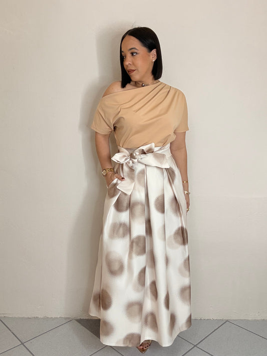 FALDA  MIDI BEIGE ELEGANTE