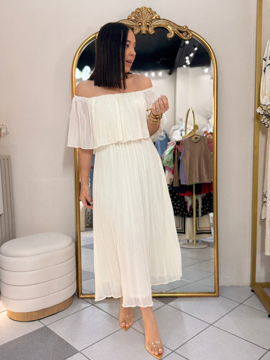 DRESS PLISADO BEIGE