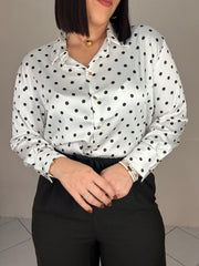 WHITE POLKA DOT SATIN TOP