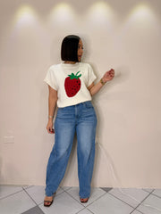 STRAWBERRY SWEATER WHITE/RED