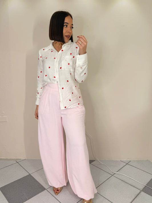 BLUSA WHITE CORAZON ROJO