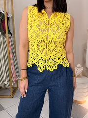 AISA" CROCHET YELLOW  TOP
