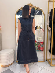 GABI” NAVY MIDI DRESS