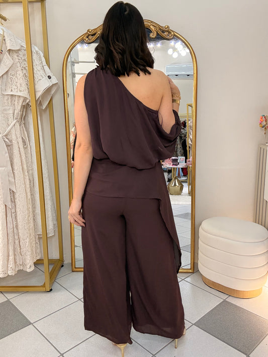 MICHELLE ” PLUM JUMPSUIT  DRESS