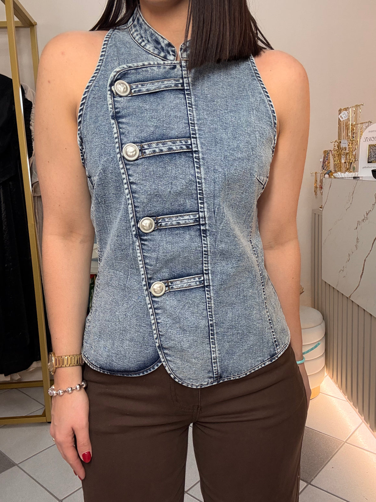 KAILA" DENIM NAPOLEO TOP