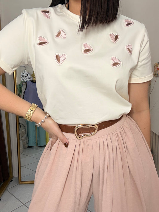 CORAZON BEIGE/PINK  TSHIRT