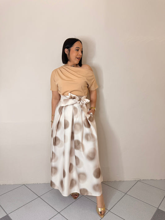 FALDA  MIDI BEIGE ELEGANTE
