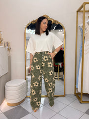 VERDE  FLORAL PANTALÓN BARREL